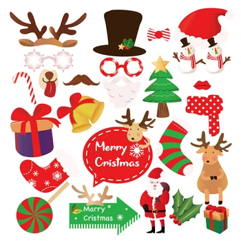 25pcs Veselé Vianočné Tému Dekorácie DIY Pán Pani Photobooth Rekvizity Santa Claus Elk Šťastný Nový Rok Party Láskavosti
