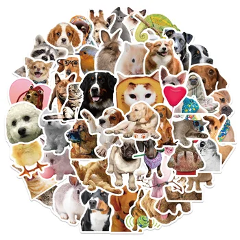 52pcs Roztomilý Zvierat Nálepky Zábavné Meme Mačka, Pes Cartoon Obtlačky DIY Prenosný Kufor Batožiny Telefón Požičovňa Kawaii Nálepky