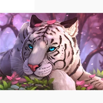 5D DIY Kolo Diamond Maľby Zvierat Plné Námestie Vŕtať Mozaiky Diamond Výšivky Tiger Obraz Drahokamu Domáce Dekorácie