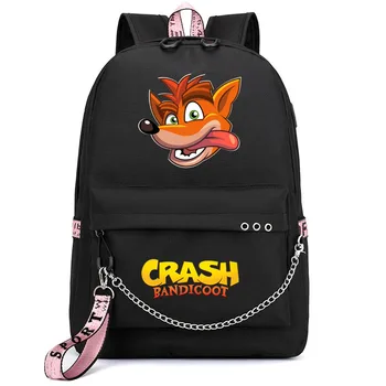 Hru Crash Bandicoot Batoh pre Školy Dievčatá Dospievajúci Študent Batoh Usb Nabíjanie Ženy Camping Tašky Cestovné Laptop Backpack